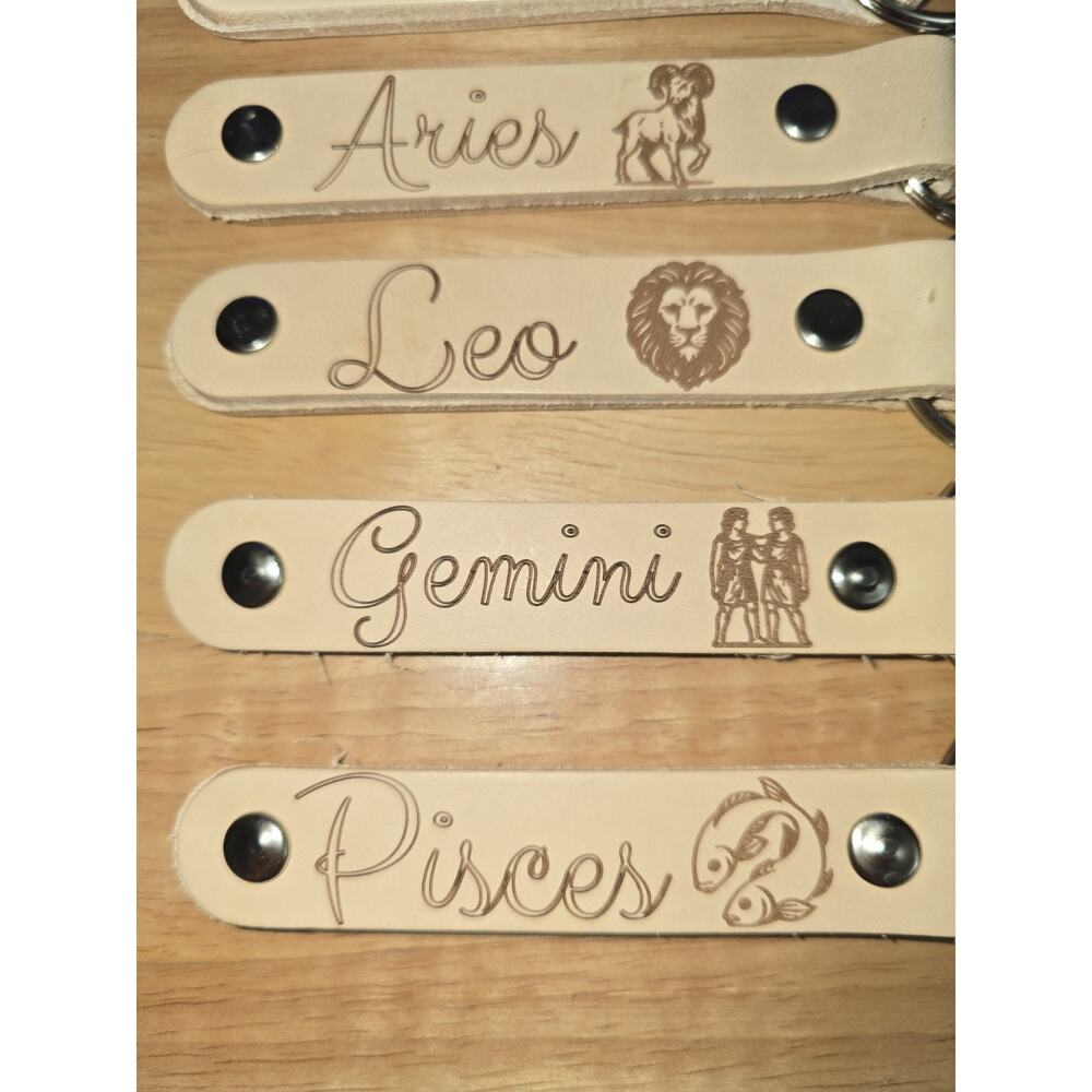 Zodiac Keychains Leather You Pick - Picture 3 of 4